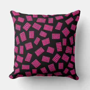 Abstract Rectangles 081122 - Hot Pink on Black Cushion