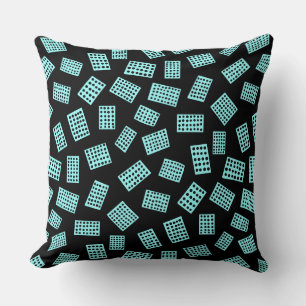 Abstract Rectangles 081122 - Ice Blue on Black Cushion