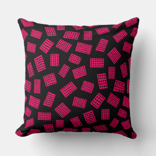 Abstract Rectangles 081122 - Neon Red on Black Cushion