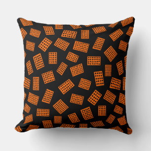 Abstract Rectangles 081122 - Orange on Black Cushion