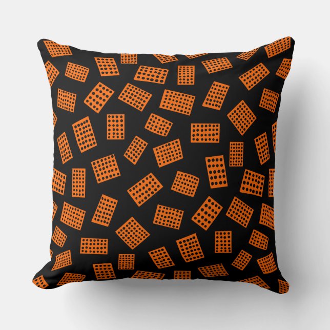Abstract Rectangles 081122 -  Orange on Black Cushion (Front)