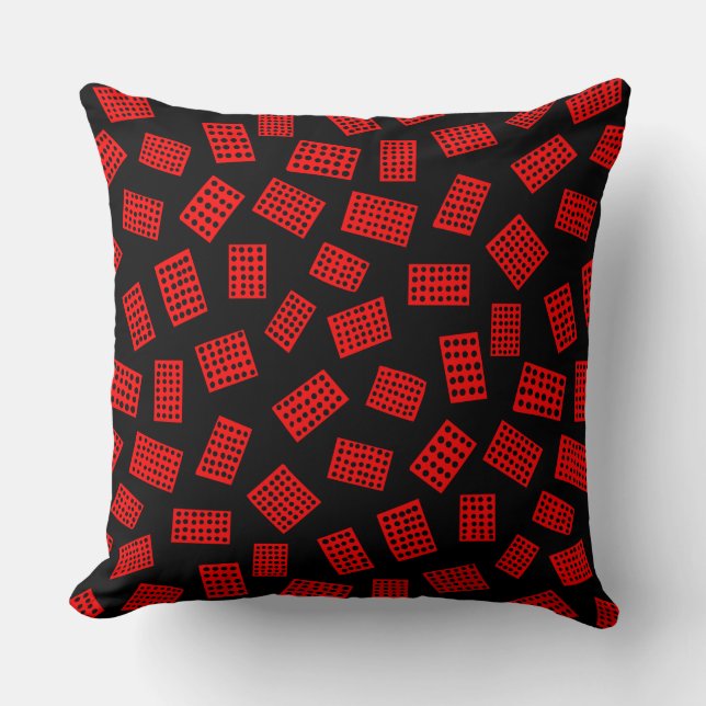 Abstract Rectangles 081122 - Red on Black Cushion (Front)