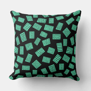 Abstract Rectangles 081122 - Turquoise on Black Cushion
