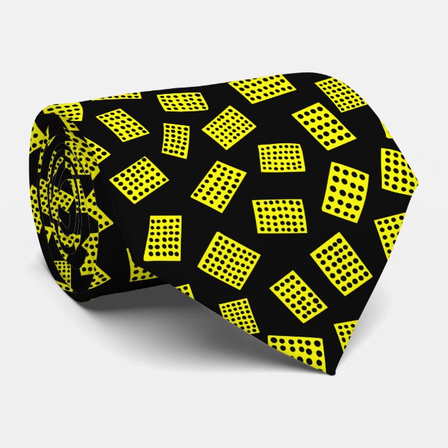 Abstract Rectangles 081122 -  Yellow on Black Tie (Rolled)