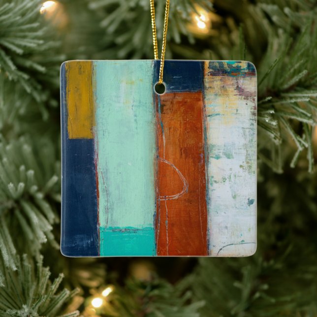 Abstract Rectangles Ceramic Ornament (Tree)