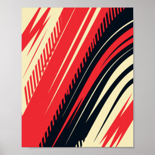 Abstract Red and Black Dynamic curved Lines Poster