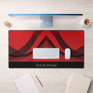 Abstract red and black fluent shapes and gradient desk mat