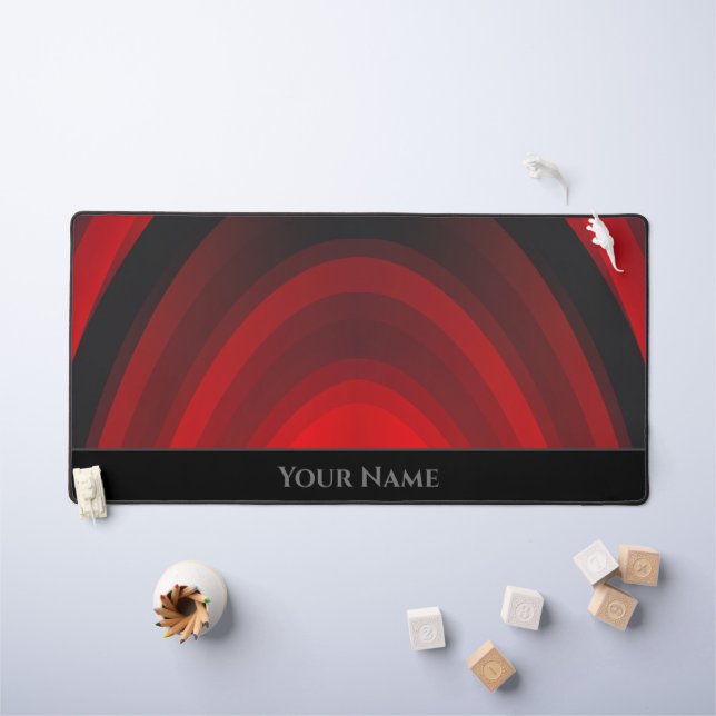 Abstract red and black fluent shapes and gradient desk mat (Kids Table)