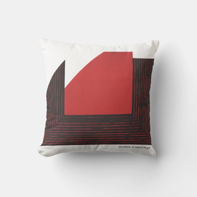 Abstract Red and Black Geometric Throw Pillow (Front)