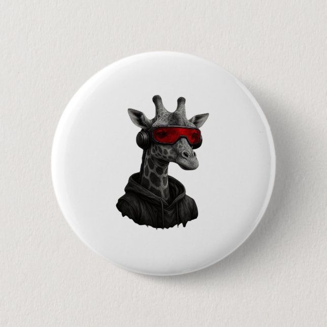 Abstract red and black giraffe Classic T-Shirt 6 Cm Round Badge (Front)
