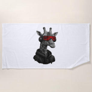 Abstract red and black giraffe Classic T-Shirt Beach Towel