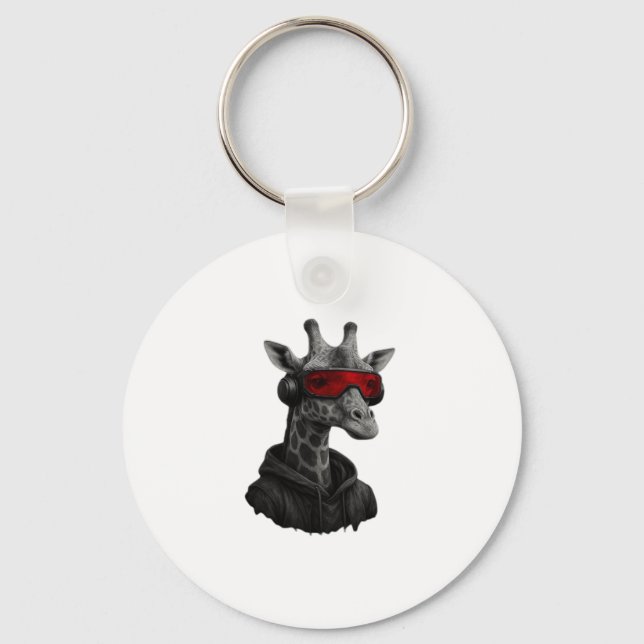 Abstract red and black giraffe Classic T-Shirt Key Ring (Front)