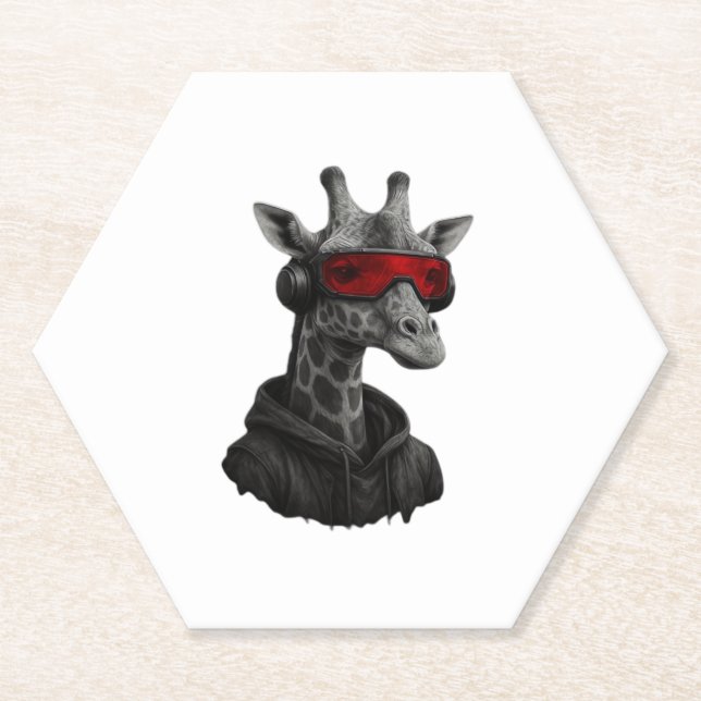 Abstract red and black giraffe Classic T-Shirt Paper Coaster (Front)