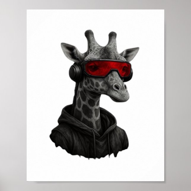 Abstract red and black giraffe Classic T-Shirt Poster (Front)