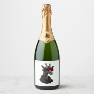 Abstract red and black giraffe Classic T-Shirt Sparkling Wine Label