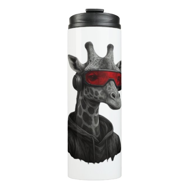 Abstract red and black giraffe Classic T-Shirt Thermal Tumbler (Front)