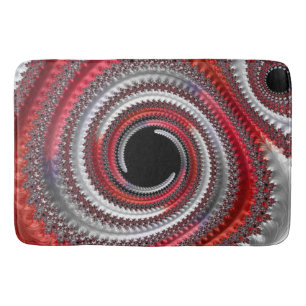 Abstract Red and Black Gradient Spiral Fractal Bath Mat