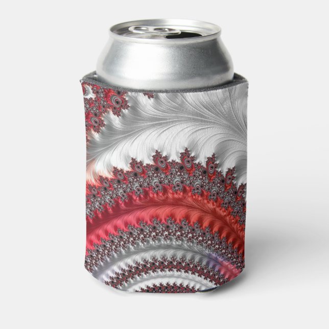 Abstract Red and Black Gradient Spiral Fractal Can Cooler (Can Back)