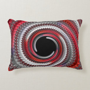 Abstract Red and Black Gradient Spiral Fractal Decorative Cushion