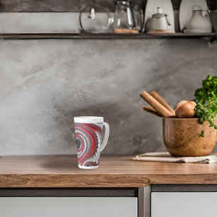 Abstract Red and Black Gradient Spiral Fractal Latte Mug