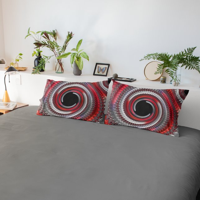Abstract Red and Black Gradient Spiral Fractal Pillowcase (Creator Uploaded)