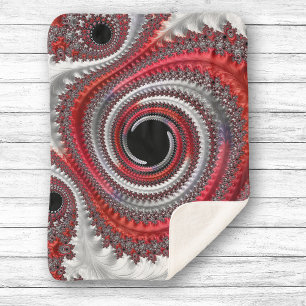 Abstract Red and Black Gradient Spiral Fractal Sherpa Blanket