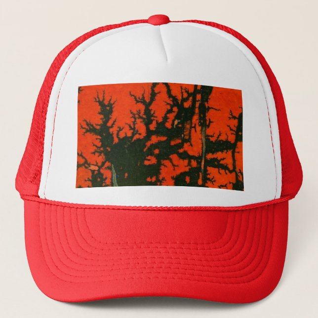 Abstract red and black hot lava design trucker hat (Front)