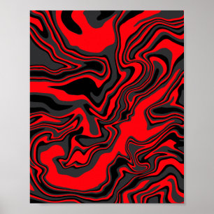 Abstract Red and Black Swirl Poster