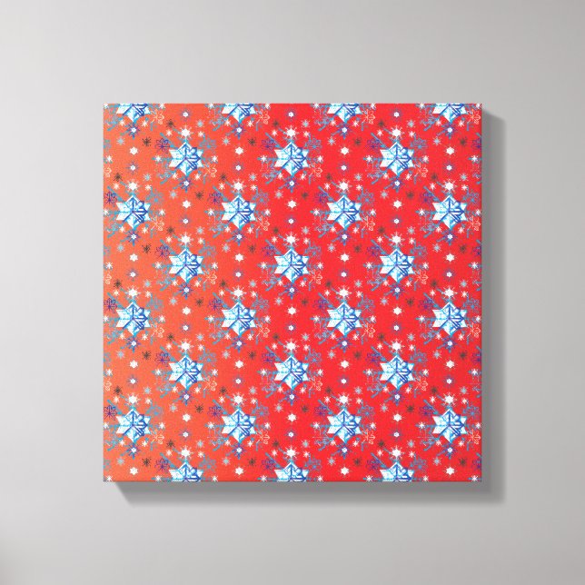 Abstract red and blue Christmas snowflakes Canvas Print (Front)