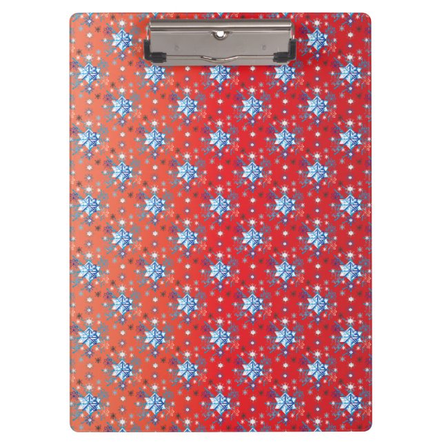 Abstract red and blue Christmas snowflakes Clipboard (Front)