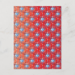 Abstract red and blue Christmas snowflakes Postcard