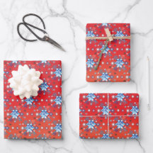 Abstract red and blue Christmas snowflakes