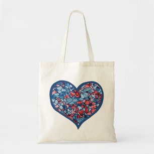 Abstract Red and Blue Heart Love Valentine's day Tote Bag