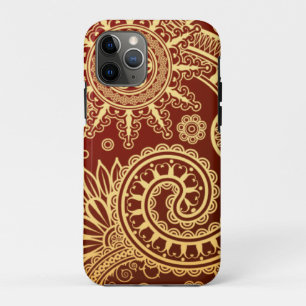 Abstract Red and Gold Floral Pattern iPhone 11 Pro Case