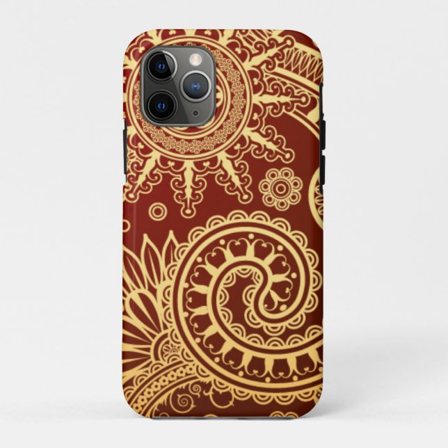 Abstract Red and Gold Floral Pattern Case-Mate iPhone Case (Back)