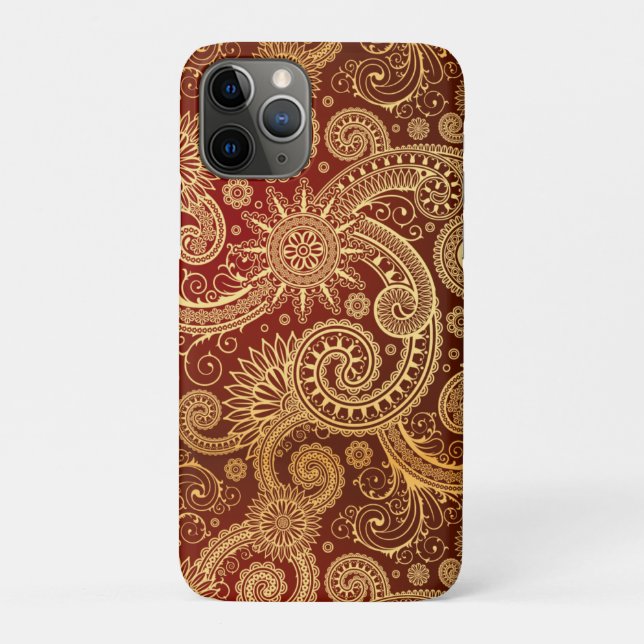 Abstract Red and Gold Floral Pattern Case-Mate iPhone Case (Back)