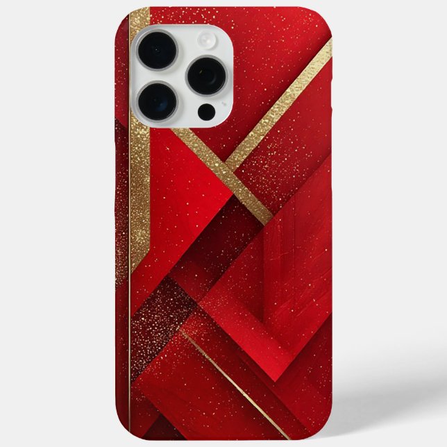 Abstract Red and Gold Geometric Design Case-Mate iPhone Case (Back)