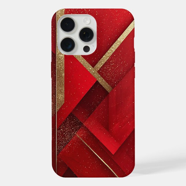 Abstract Red and Gold Geometric Design iPhone Case (Back)
