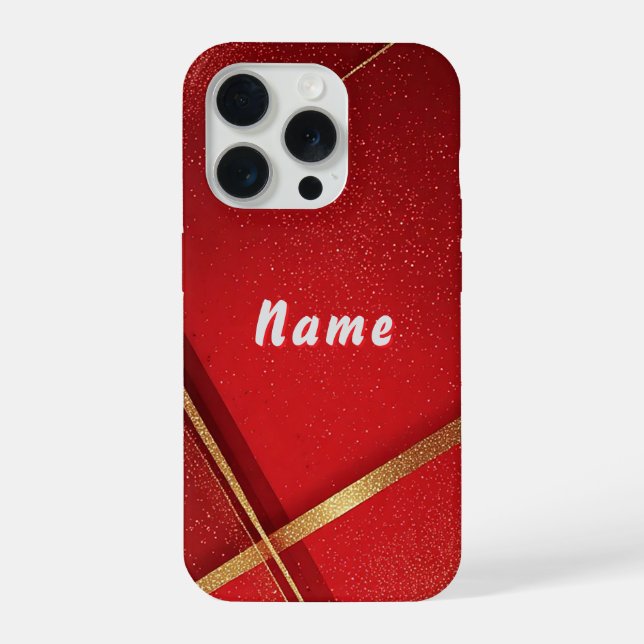 Abstract Red and Gold Geometric Design iPhone Case (Back)