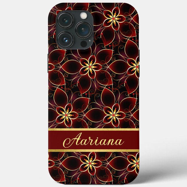 Abstract Red And Gold Seamless Pattern Floral Case-Mate iPhone Case (Back)