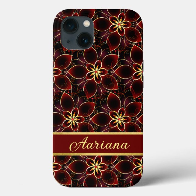 Abstract Red And Gold Seamless Pattern Floral Case-Mate iPhone Case (Back)