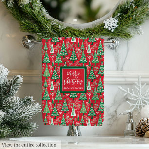 Abstract red and green Christmas preppy towel wrap
