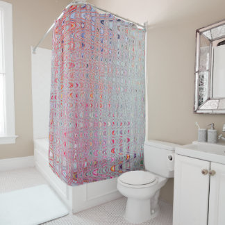 Abstract Red and Grey Retro Boomerang Waves Shower Curtain