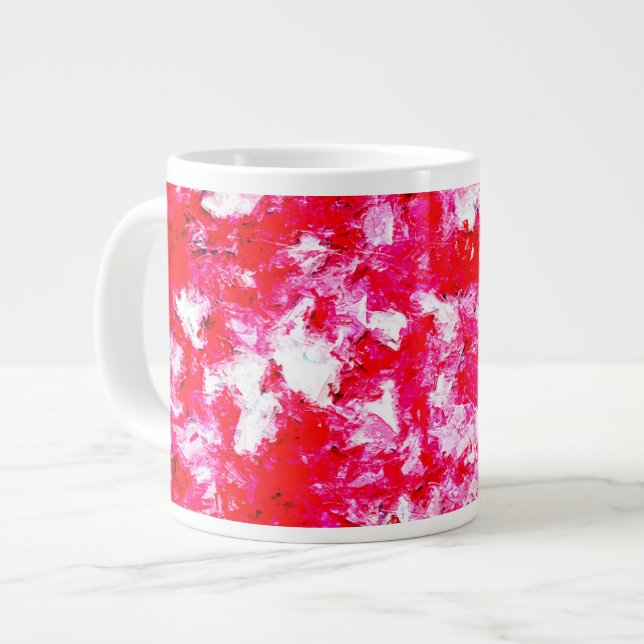 Abstract Red and Pink Large Coffee Mug (Front Left)