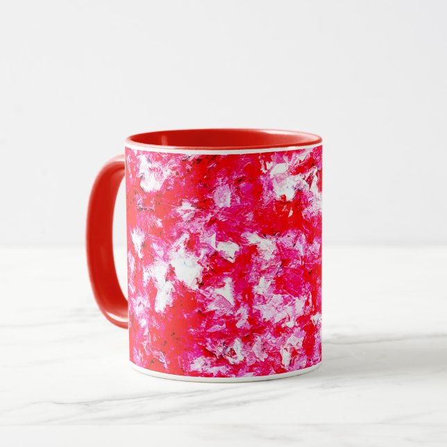 Abstract Red and Pink Mug (Front Left)