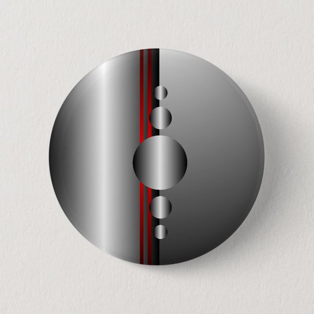 Abstract Red and Silver Metal Look 6 Cm Round Badge (Front)