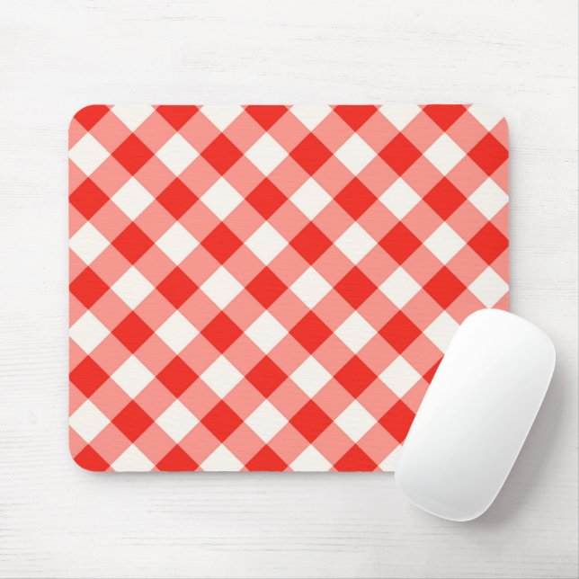 Abstract red and white buffalo mouse mat (With Mouse)