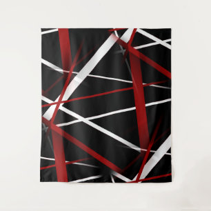 Abstract Red and White Lines On Black Background P Tapestry
