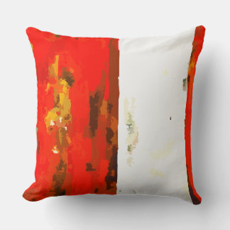 Abstract Red and White Striped Cushion