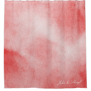 Abstract Red and White Watercolor Texture  Shower Curtain